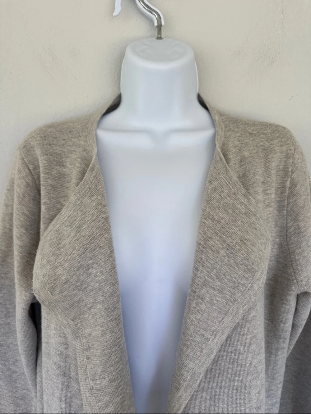 J. Crew light gray wool blend longline draped waterfall cardigan size small